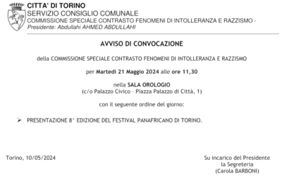 – Presentazione dell’8* Edizione del Festival Panafricando Torino in Comune di Torino –