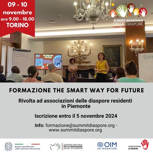 Formazione The Smart Way For Future  a Torino – Riversato alle associazioni delle Diaspore.