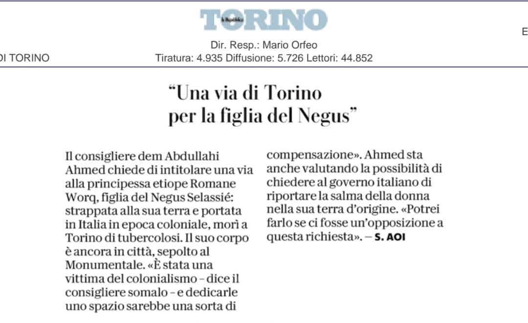 Giorno Memoriale Della Principessa Romane Work HAILE SELASSIE a Torino.