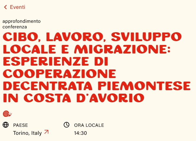 Panafricando-Aps – sara presente a Terra Madre 2026: Un ponte culturale e cooperativo tra Torino e Daloa