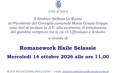 Panafricando-Aps – Invito alla cerimonia di intitolazione del giardino alla Principessa Romanework Haile Selassie